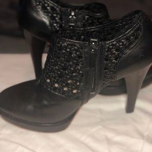 Womans size 11 UGG heels black fur inside